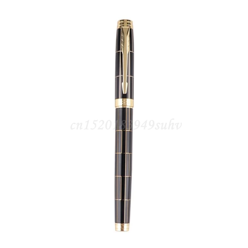 

OOTDTY Luxury Men's Grid Fountain Pen 0.5mm Nib Business Writing Signing Calligraphy Pens Office Stationery Supplies