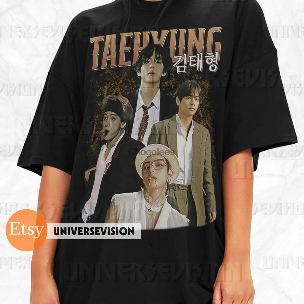 Футболка унисекс V Kim Taehyung Achasan Grubby Boy Meme с коротким рукавом винтажная классическая