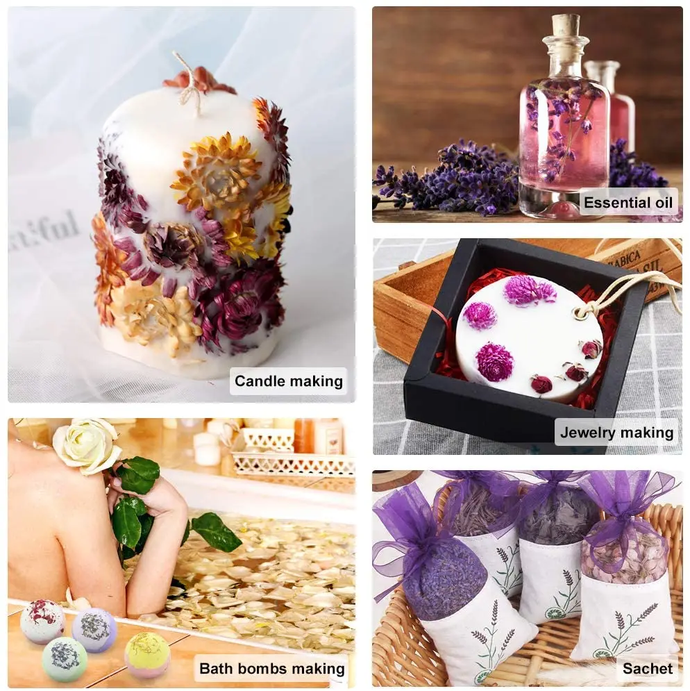 

9 Bags Dried Flower And Herb Natural Multiple Dry Flower Herbs Set Rosebuds Lavender Jasmine Chrysanthemums Scents