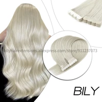 bily silver grey mini tape in human hair extensions skin weft adhesive invisible double side tape russian hair 12 24 2040pcs