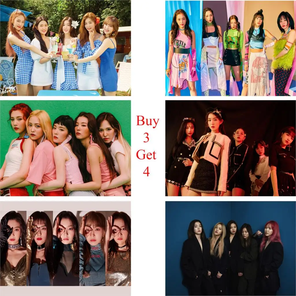 Красный бархат Kpop настенные плакаты Наклейки белая мелованная бумага яркие цвета украшения дома