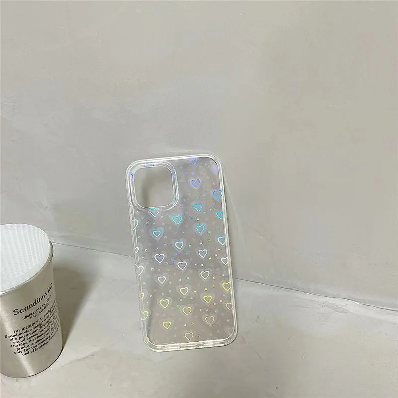 laser love tpu case for oppo find x3 lite x3 pro reno 5 a94 clear gradient phone cover for realme 8 pro 7 6 c3 xt 5 5i 6i capa free global shipping