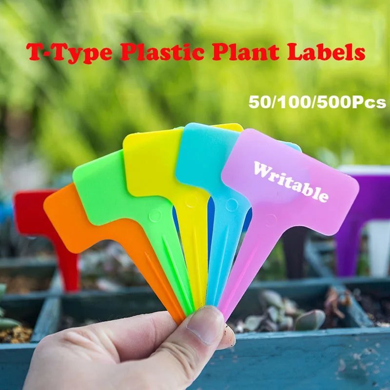 50/100PCS T type Plant Label Waterproof Record Plate Nursery Premium Label Plastic Plant Garden Plant Pot Planter Label Tag Sign