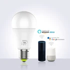 Умсветильник Светодиодная лампа E27 с Wi-Fi, 7 Вт, RGB-подсветка, работает с AlexaGoogle Home, 100-240 В, RGB + белый, с функцией таймера и дистанционным управлением
