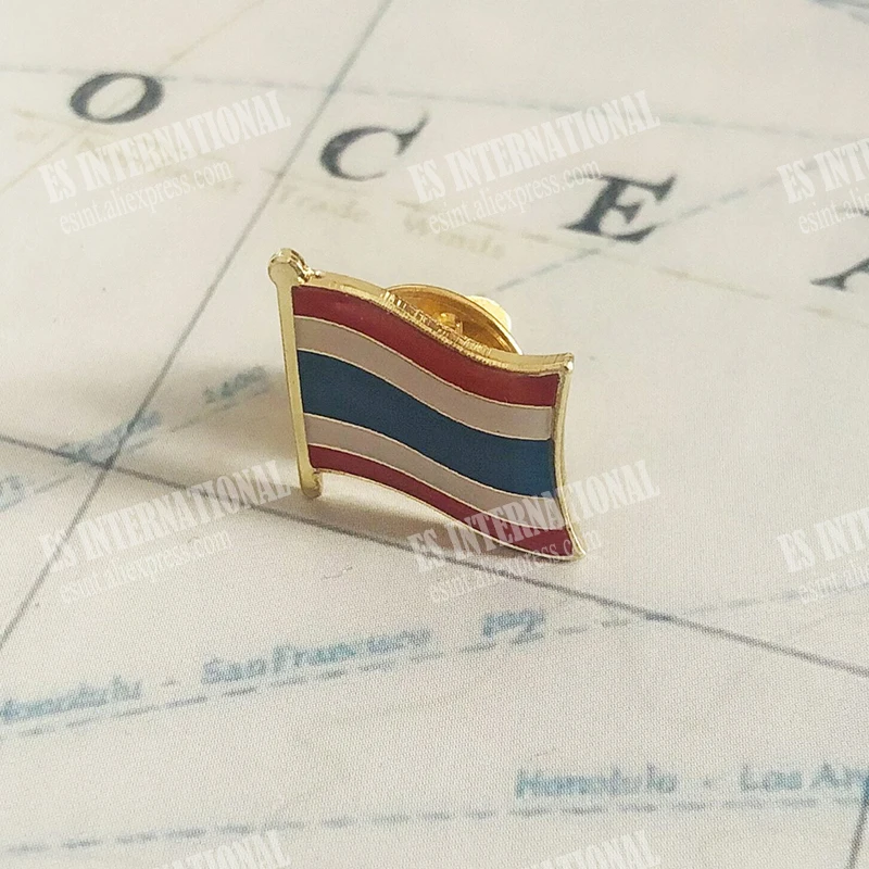 Thailand National Flag Lapel Pins Crystal Epoxy Metal Enamel Badge Paint Brooch Souvenir Suit Personality Commemorative | Дом и сад