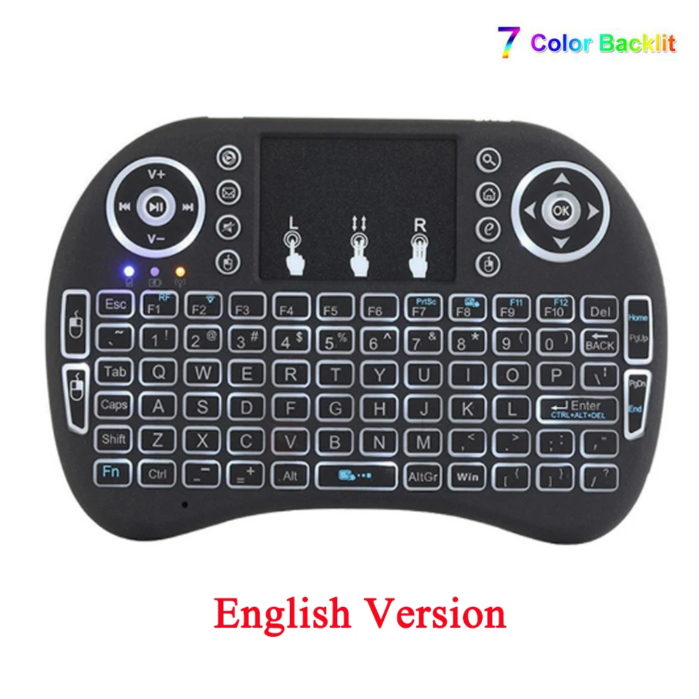 

Wiisdatek 2.4G i8 Mini Wireless Backlit Keyboard with Touchpad English Version Remote Control for Android TV BOX