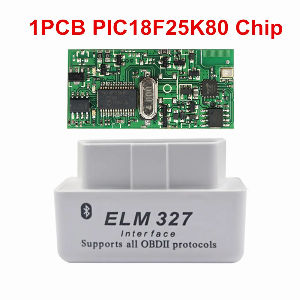 10PCS Single PCB 10 шт./лот OBDII сканера ELM327 1,5 автомобильный диагностический инструмент ELM 327 PIC18F25K80 Bluetooth V1.5 ELM327 OBD2 Bluetooth считыватель кода V1.5 - Цвет: 10PCS Single PCB