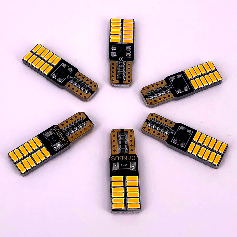 

500 PCS Super Bright T10 4014 24 SMD LED 194 501 W5W DC 12V Car Interior Lights Auto Clearance Lamps White Yellow