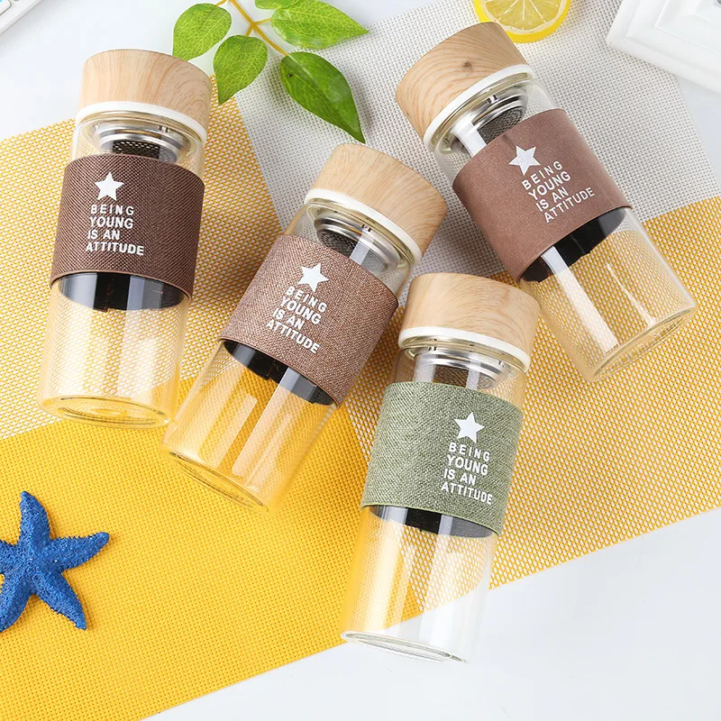 Абсолютно новые 400 мл стеклянные бутылки для воды термостойкие круглые офисные