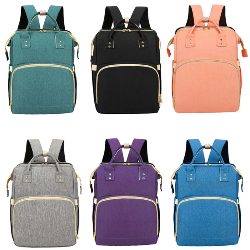 

Crib Design Fold Baby Bed Large-Capacity Waterproof Fabric Diaper Backpack Travel Portable Multifunction Shoulder Mommy Bag