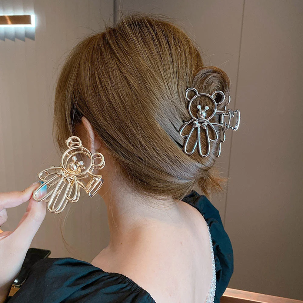 

Metal Hollow Small Bear Hairpin Hair Clip Simple Elegant Hairpin All-match Headdress Clip For Girl Fashion Headwear Accessories