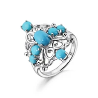 original 925 sterling silver ring for women 1 7 carats natural turquoise cross wedding ring party gift fine jewelry