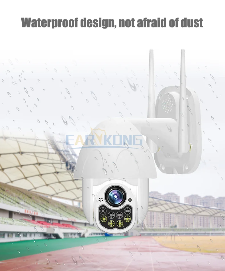 EARYKONG наружная Водонепроницаемая Wifi камера автоматическая отслеживающая ptz управление инфракрасным светом и белым светом домашняя геодезическая IP камера