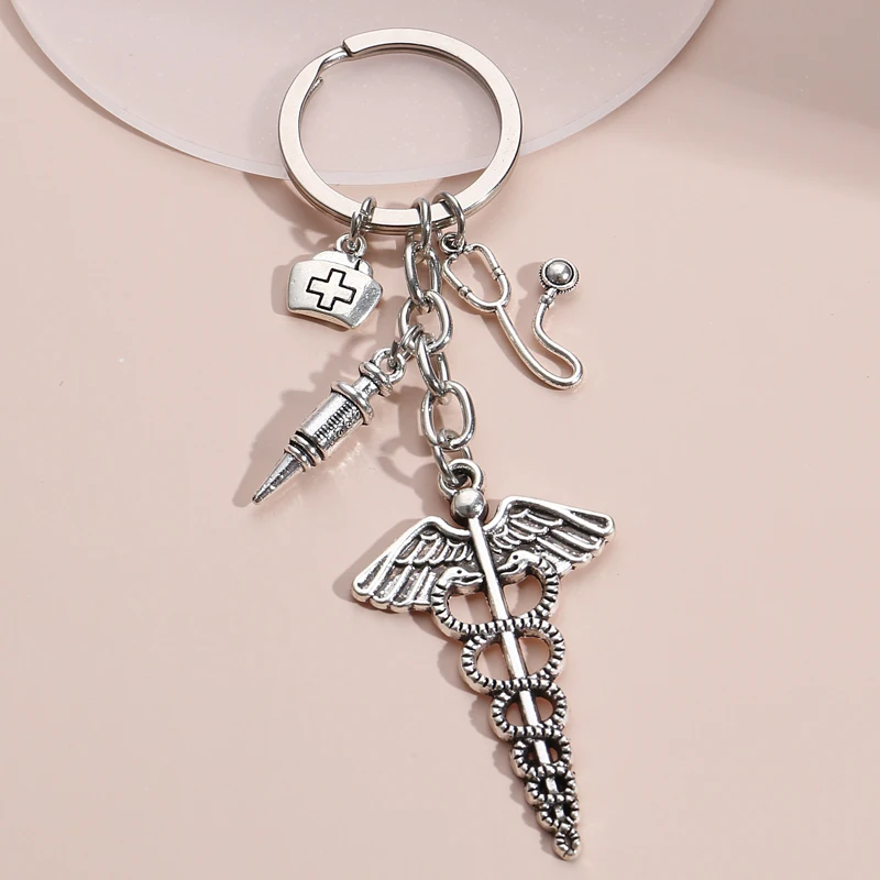

Doctor Keychain Stethoscope Ambulance Heartbeat Pharmacist Syringe Key Ring Medical Key Chains Nurse Gifts DIY Handmade Jewelry