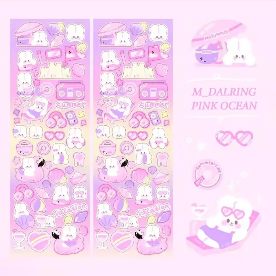 Рождественские наклейки для скрапбукинга кавайный кролик лазерная