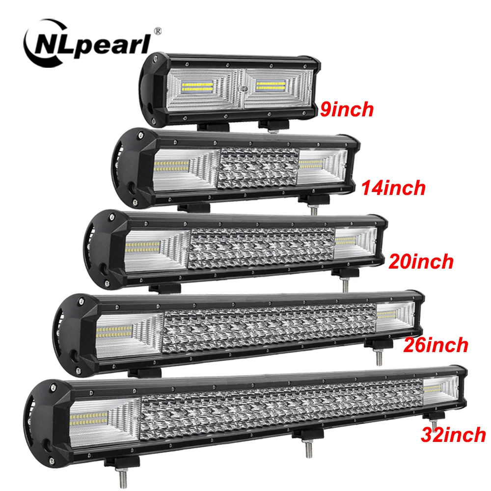 NLpear 9 14 20 26 32 дюймов 4 Однорядный светильник бар/рабочий внедорожный светодиодный