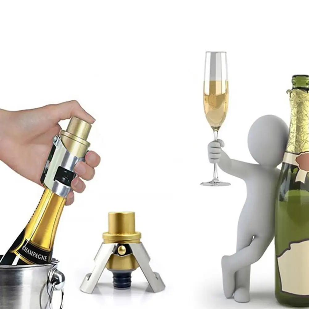 Stainless Steel Champagne Stopper Cork Sparkling Wine Bottle Plug Sealer Push-type Inflatable Cap | Дом и сад