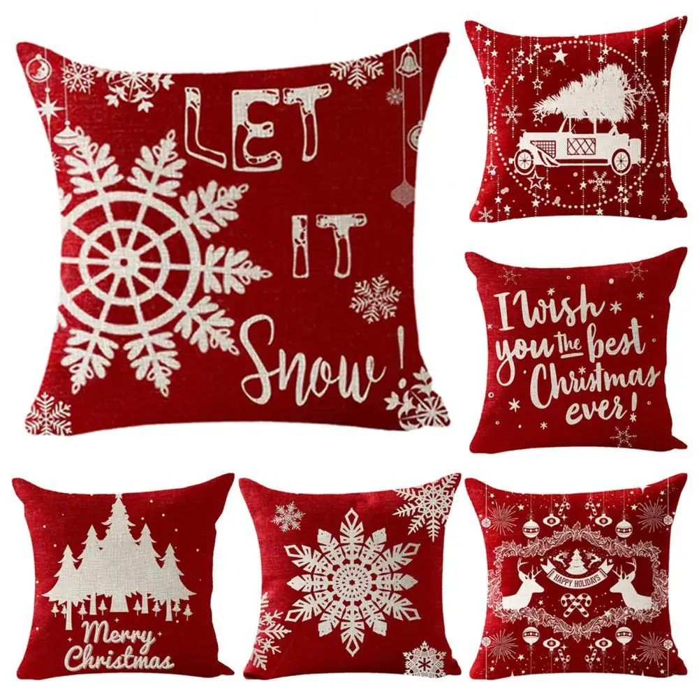 

Fashionable Delicate Christmas Printed Pillow Covers Square Pillowcase 12 Styles Exquisite