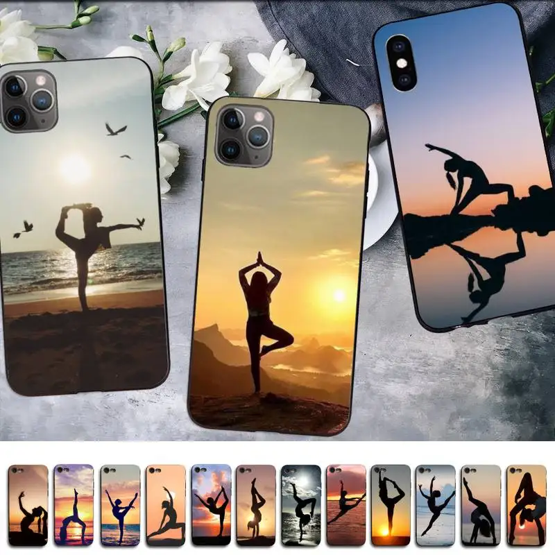 

MaiYaCa Girl Yoga Shadow Phone Case for iPhone 11 12 13 mini pro XS MAX 8 7 6 6S Plus X 5S SE 2020 XR case