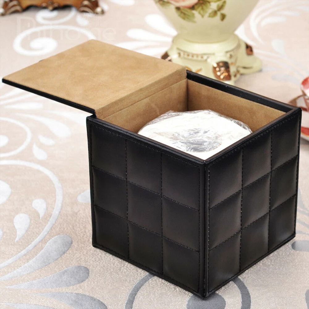 Чехол футляр для бумажных салфеток водонепроницаемый черный кожаный держатель