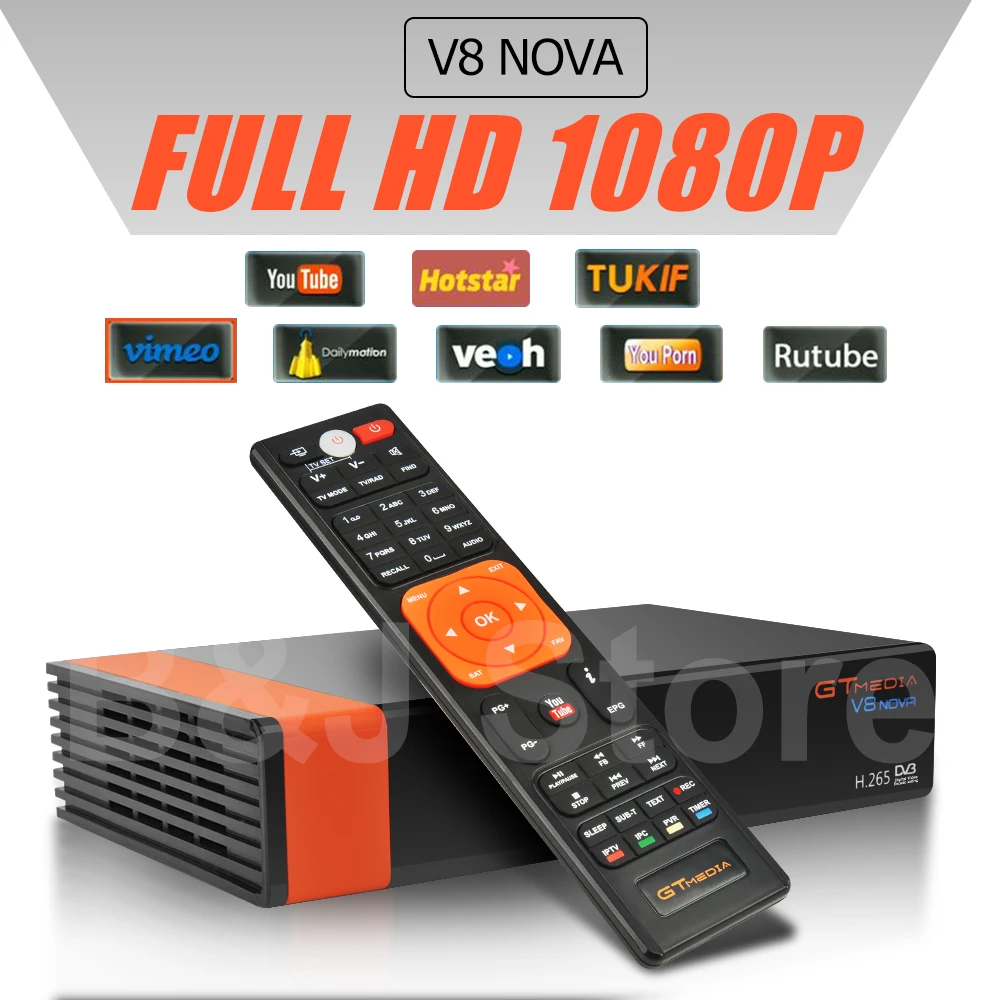 GTmedia V8 NOVA такой же как Freesat V8 V9 супер DVB S2 спутниковый ТВ приемник декодер рецептор+ 1 год 7 линий Европейский Clines