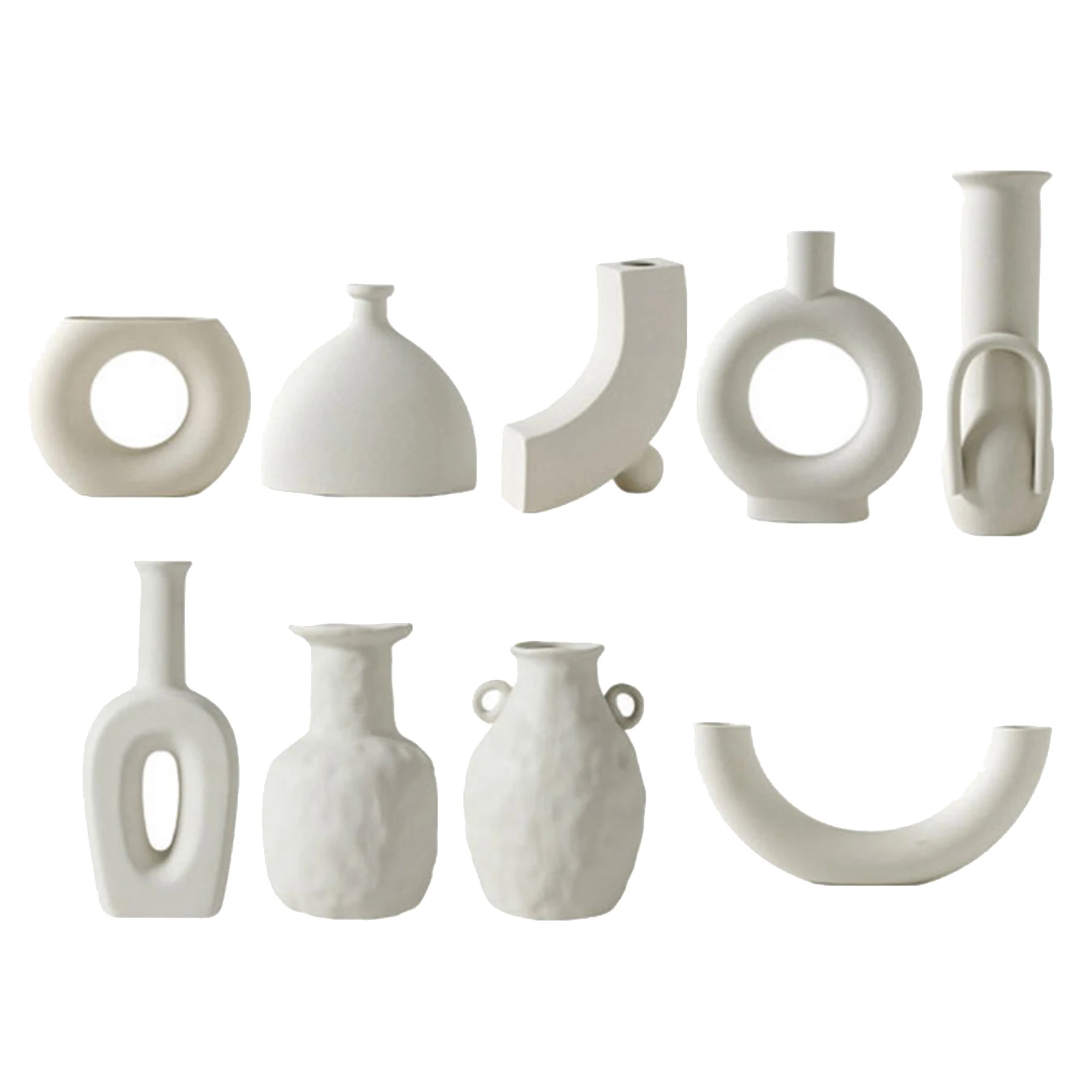 

Modern White Ceramic Vases Irregular Decorative Flowers Vases Centerpieces
