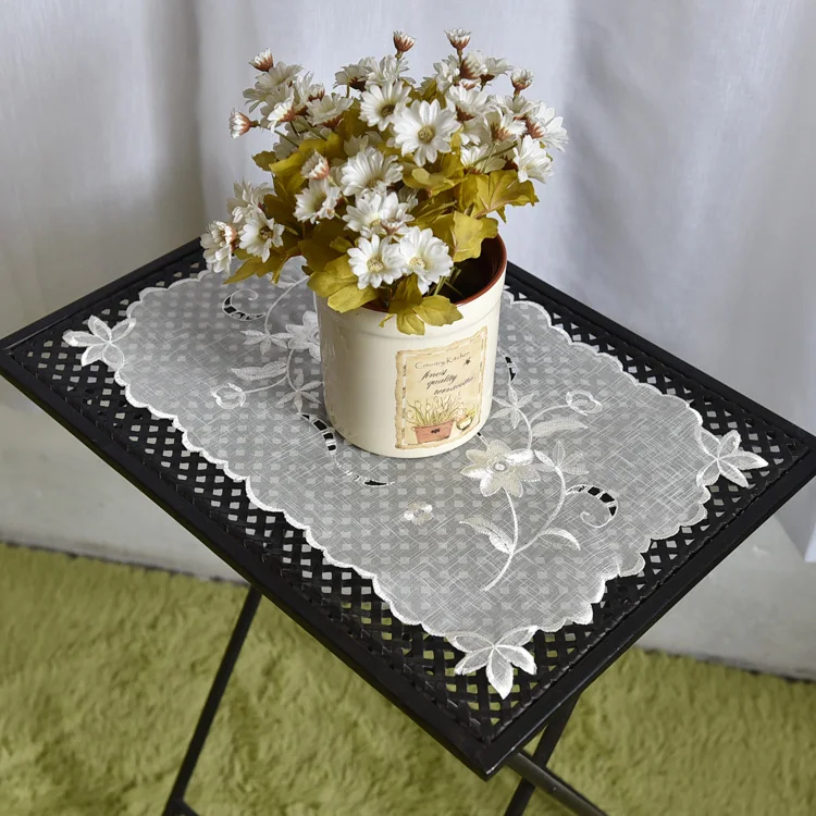 

6 шт. Европейская пасторальная Красивая вышивка сетчатая Марля маленькая Скатерть Коврик Для Сковороды поднос для чая покрывало