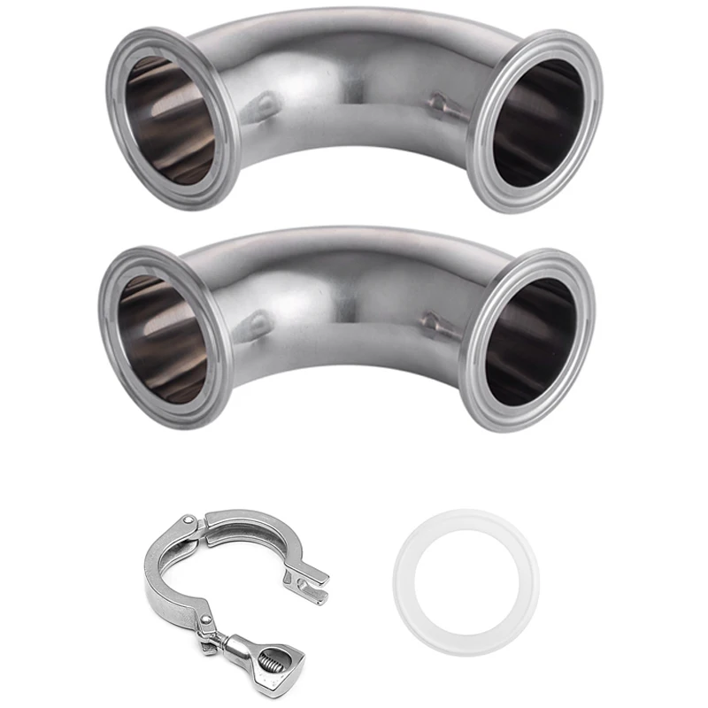 Promotion! 51mm 2 Inch Pipe 304 Stainless Steel Sanitary Elbow Fitting 64mm + Tri Clamp Ferrule Gasket | Строительство и ремонт