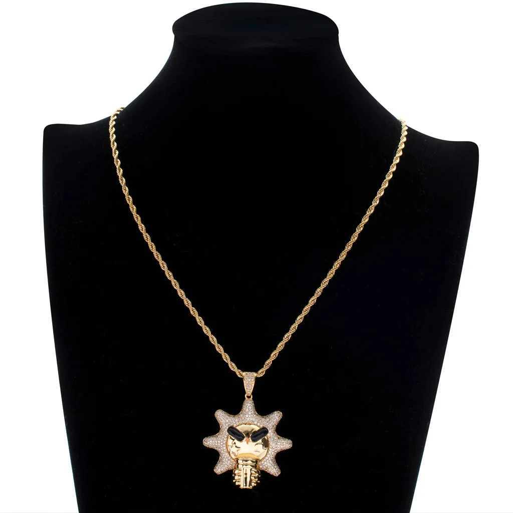 

2020 New Cool Little Sun Drinking Water Pendant Rope Chain Necklace Creativity Hip Hop Jewelry Men And Women's Iced Out Pendant