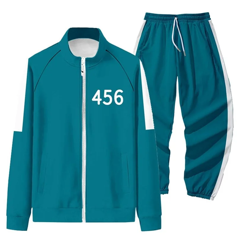 

Squid game jacket pants men's women's role-playing sports zipper cardigan digital 456 001 240 printed sweat shirt trousers suit