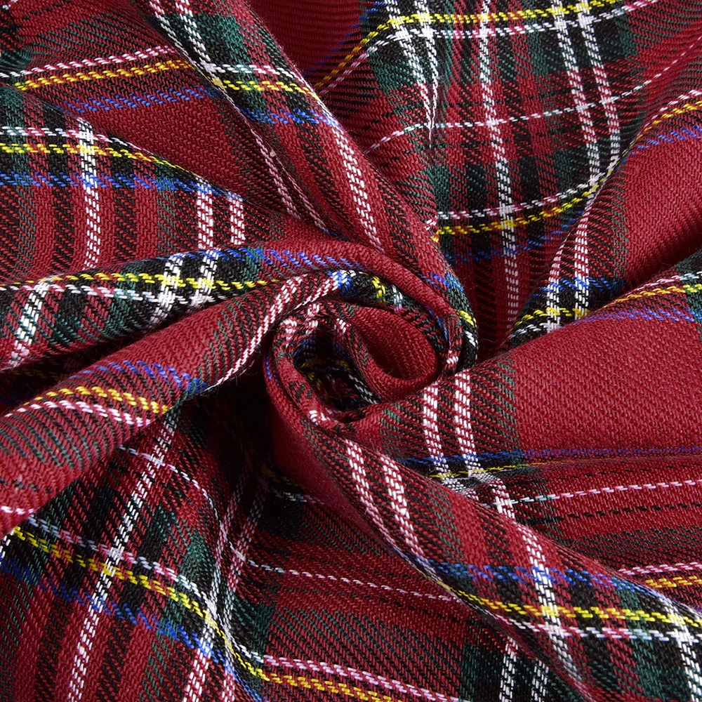 

Plaid Dress For Women Long Sleeve Autumn Fashion Round Neck Loose Lady Mini Dress Red Casual Fall Female Party Dress Vestido