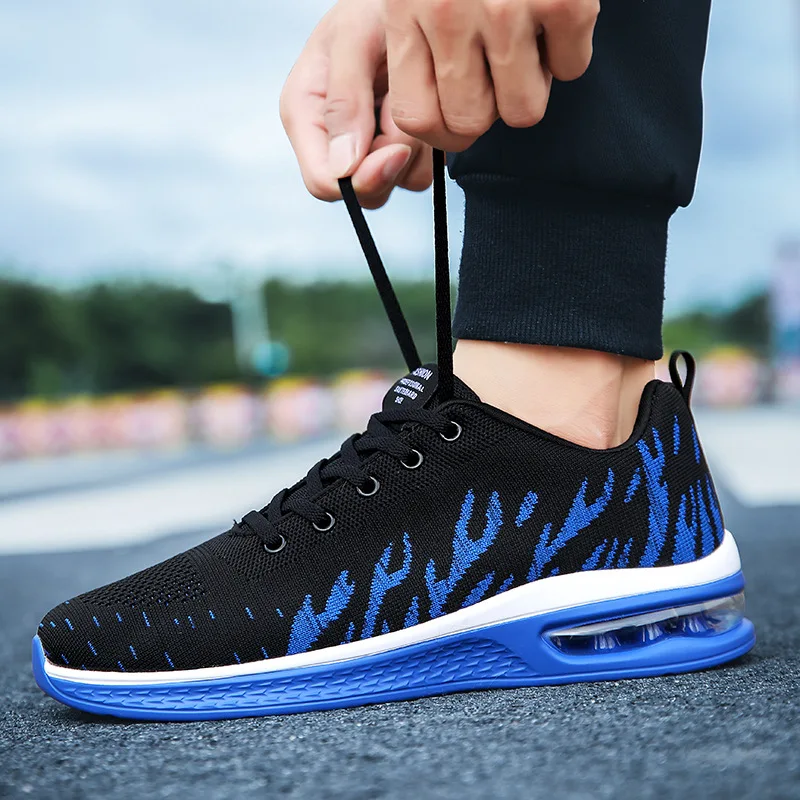 

Men Air Cushion Sneakers Breathable Flying Woven Non-Slip Casual Shoes Comfortable Shock-Absorbing Shoes Zapatillas Hombre