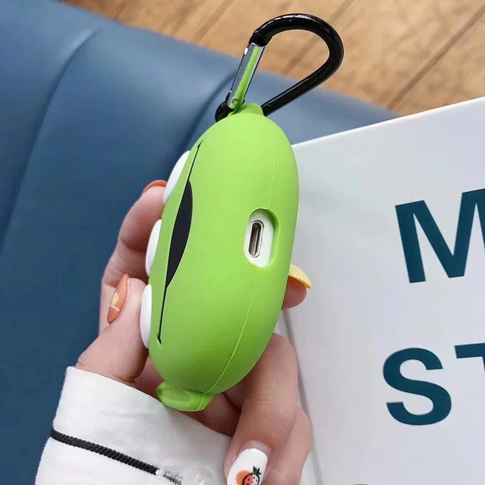 Для AirPods Pro Чехол 3D Милый Забавный инопланетянин кавайный мультяшный чехол для наушников для AirPods 3 Мягкий защитный чехол с крючок карабина
