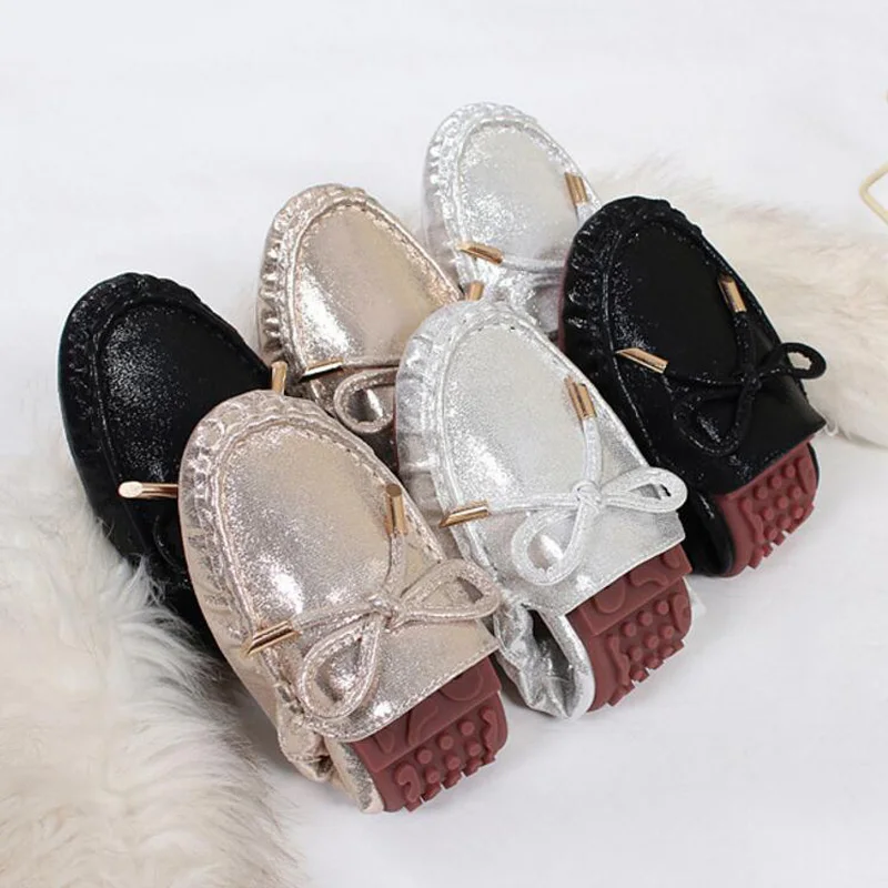 

gold/silver sequined foldable ballet shoes woman bowtie flats glitter leather bow espadrilles women loafers schoenen