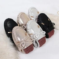 goldsilver sequined foldable ballet shoes woman bowtie flats glitter leather bow espadrilles women loafers schoenen