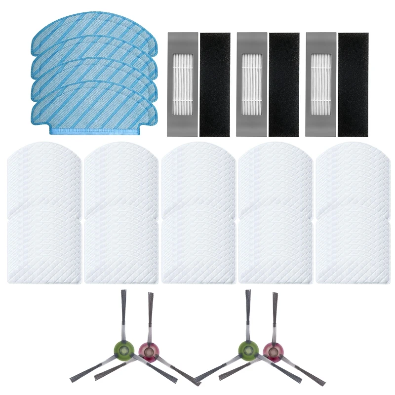 

HOT！-Side Brush Filters Mop Cloth for Ecovacs Deebot OZMO T8 & 100Pcs Disposable Rags for Ecovacs Deebot Ozmo T8