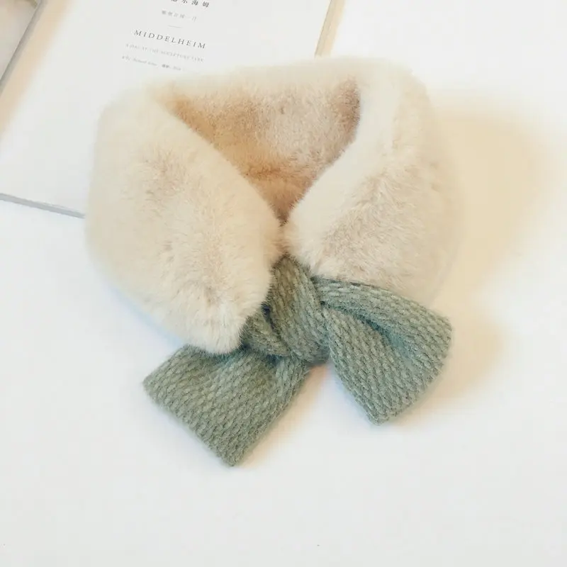 Новый Зимний меховой теплый шейный платок для маленьких девочек с бантиками