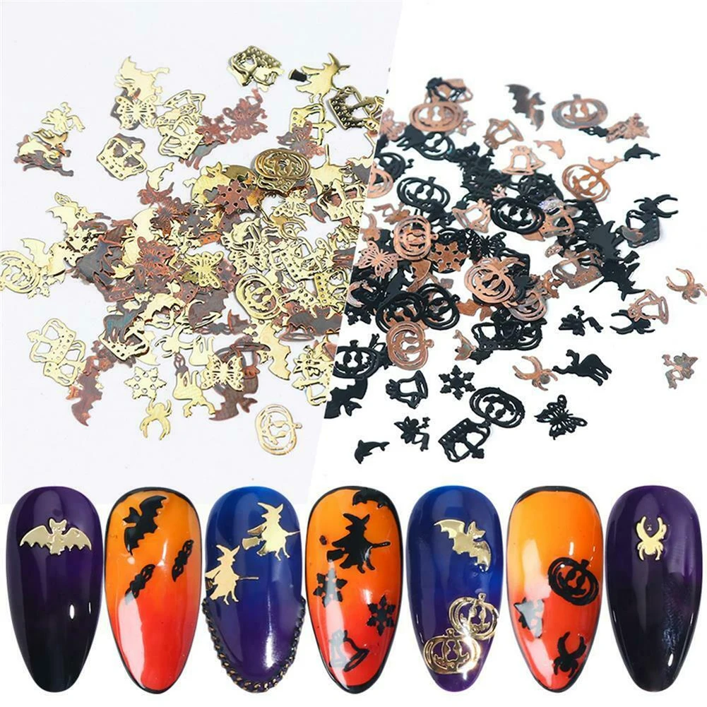 Микс Хэллоуин Сделай Сам черный золотой тыквенный узор УФ гель сплав Блестящий