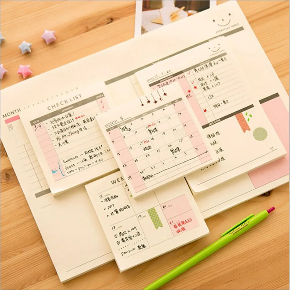 

Stylish Daily Weekly Month Planner Check List Portable Small Book Memo Pad Sticky Notes Paper Stickers Stationery School Supply