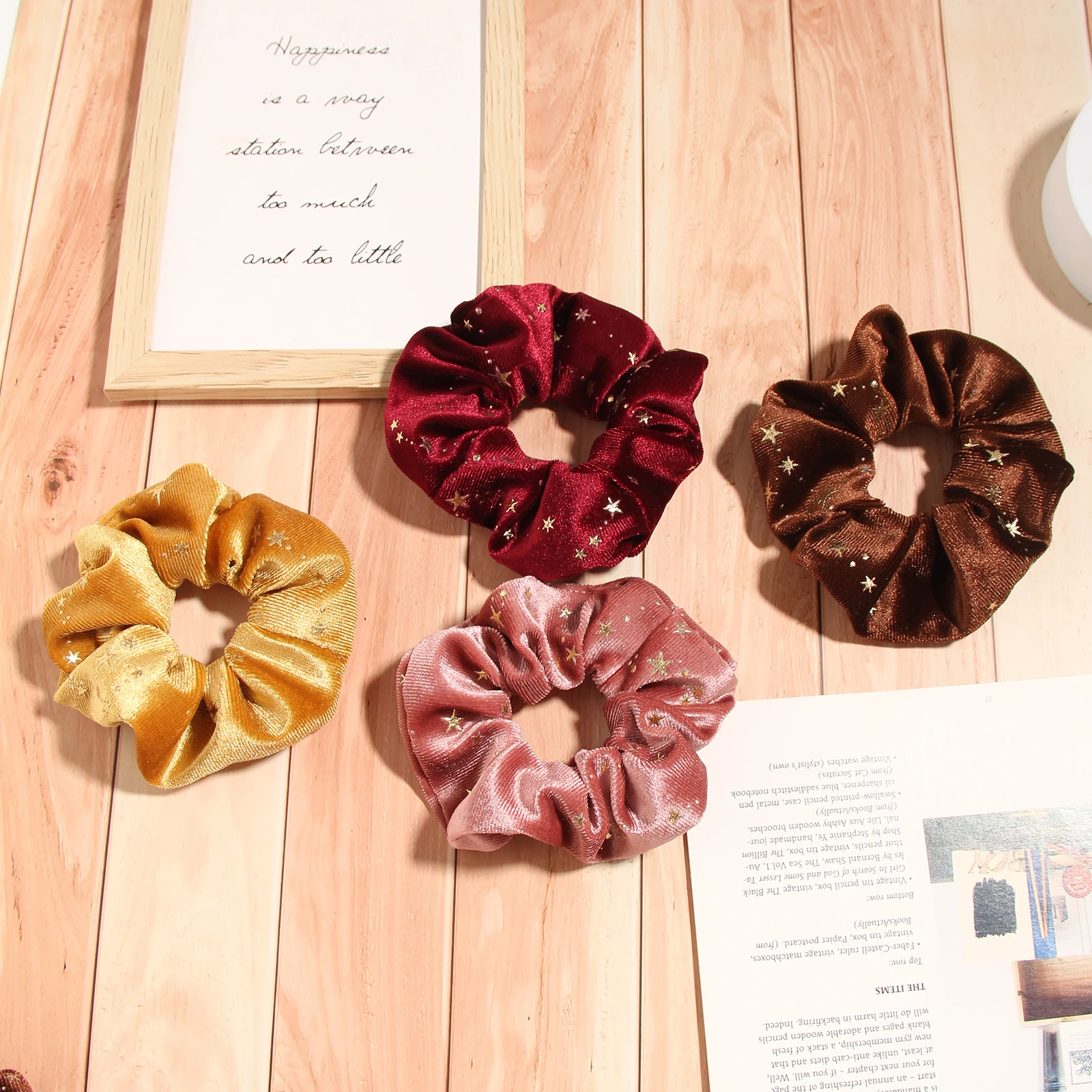 

Furling Girl 2PC Solid Velvet Headbands Bronzing stars Elastic Hair Bands Fashion Headdress For Women Girls Sweet Accessoires