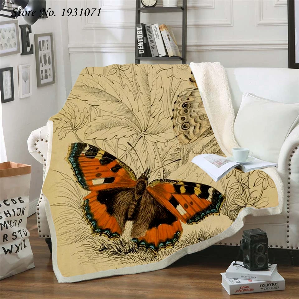 

Colorful butterfly 3D Printed Blanket Beds Hiking Picnic Thick Quilt Fashionable Bedspread Fleece Throw Blanket Adults Kids 04