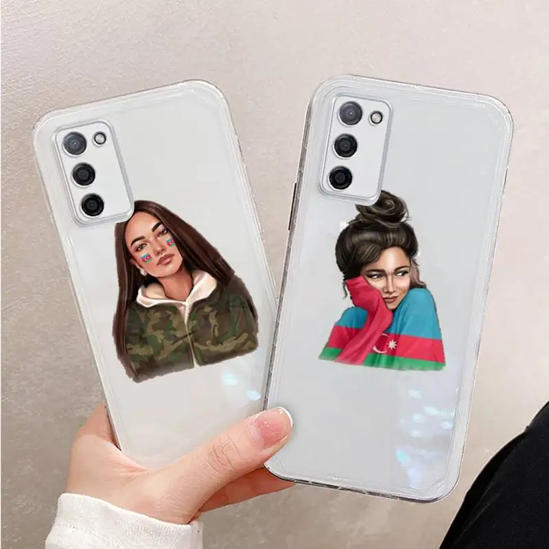 

Azerbaijan flag fashion girl Phone Case Transparent For OPPO R RENO 9 11 17 3 4 S PLUS PRO 15X k7