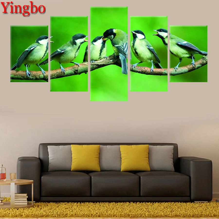 

5 pcs diy full square round diamond painting birsd animal 5d diamond embroidery crystal painting diamond mazayka mosaic stickers