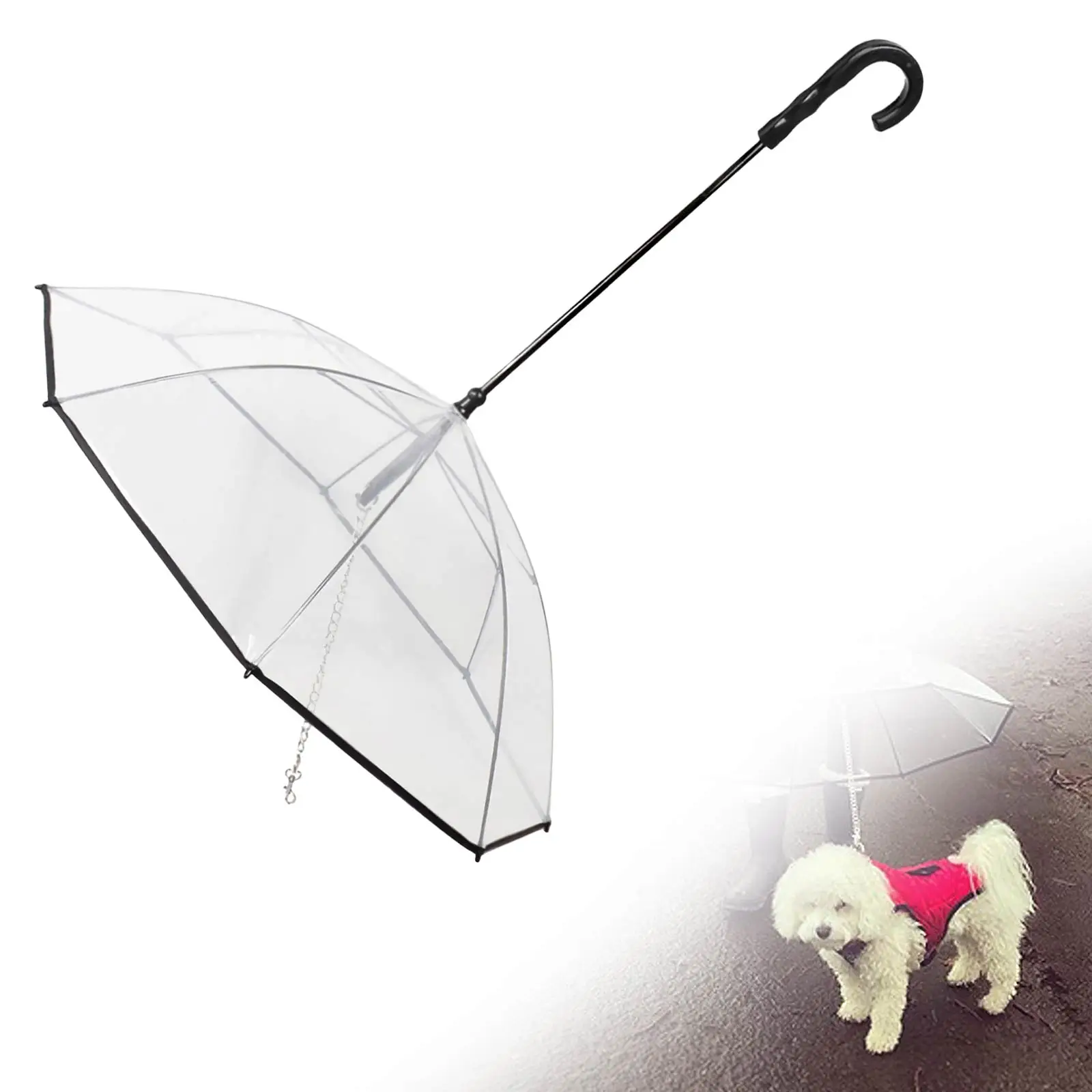 Paraguas para mascotas, accesorio transparente y &uacute;til, accesorio para mascotas peque&ntilde;as, equipo de lluvia, Gu&iacute;a para perros que mantiene la lluvia seca y c&oacute;moda, para el aire libre-1