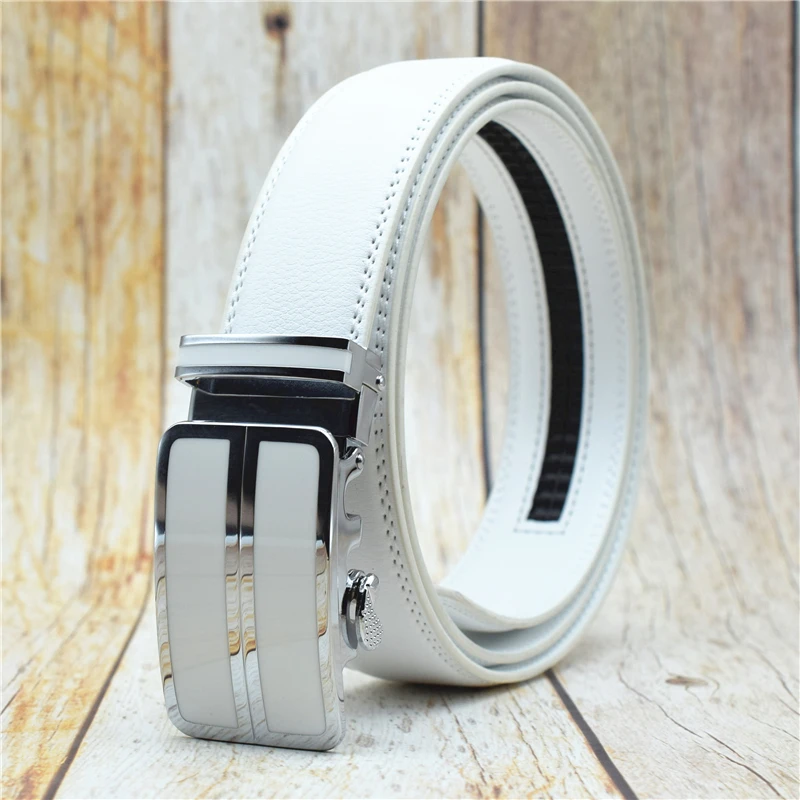 Ремень мужской с автоматической пряжкой дизайнерский пояс из воловьей кожи