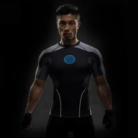mens short sleeved superhero iron man t shirt 2020 summer leisure sports fitness t shirt tight muscle t shirt