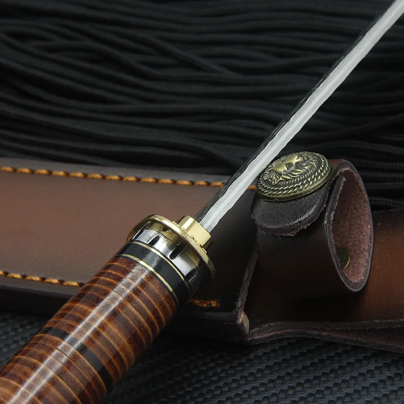 

Tactical Fixed Straight Knife-Damascus Steel-Wooden Handle-Leather SheathOutdoor Adventure Camping Portable Survival EDC Tool