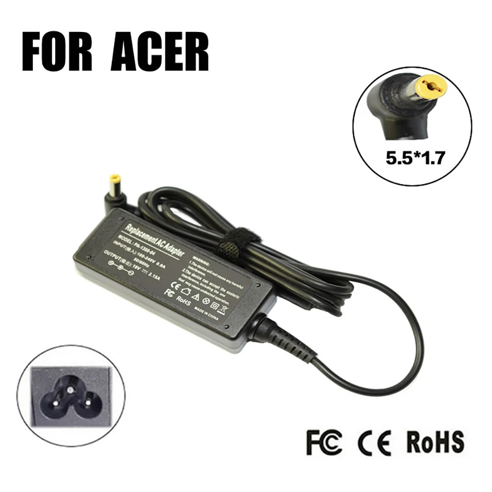 

Replacement 19V 2.15A 5.5*1.7MM 40W For Acer Aspire One A150 D150 D250 D260 D270 W500 Laptop Ac Adapter Charger