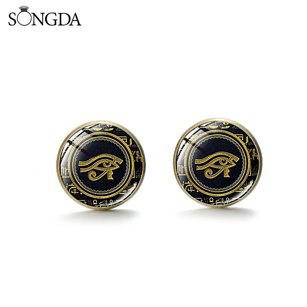 Новинка узор древний Бог Horus с ушками и глазками кота серьги-гвоздики в