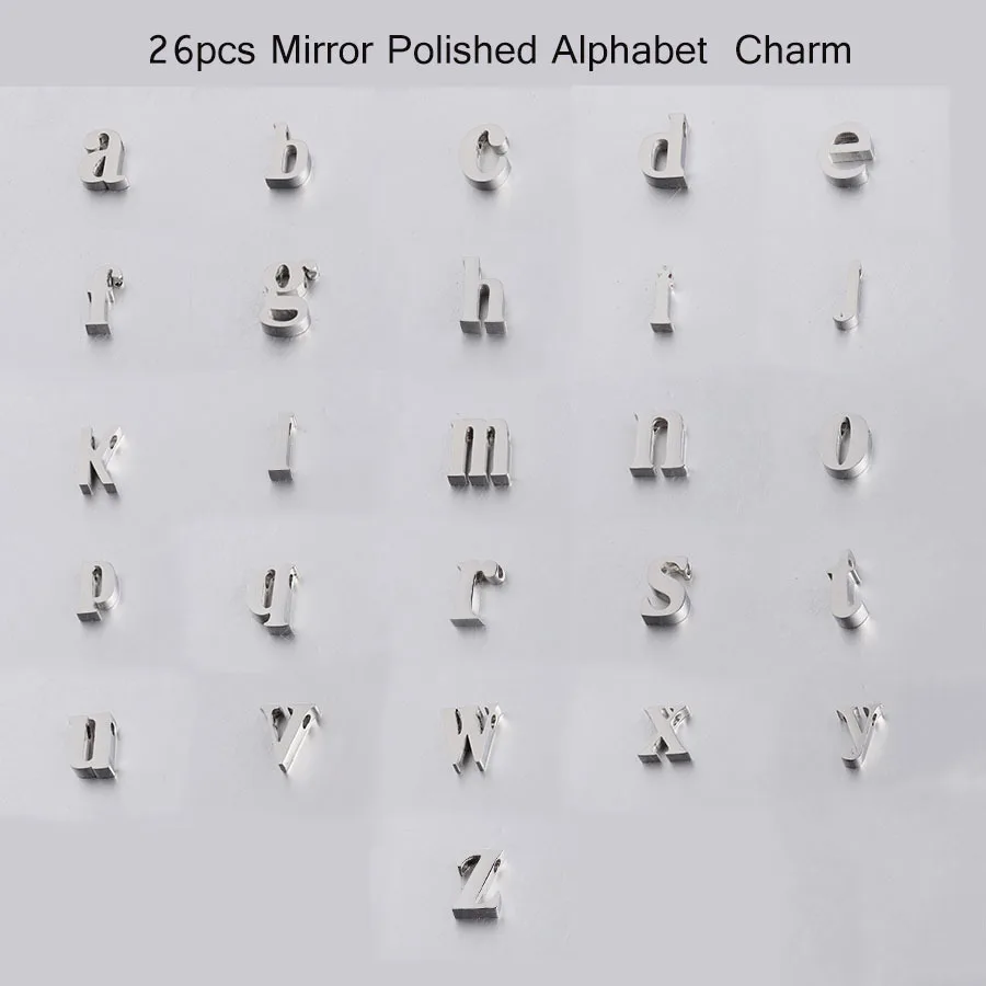 

Stainless Steel Mirror Polish Bead 1.8mm Hole 26 Letters A-Z Alphabets Beads 10mm DIY Jewelry Accessories 10pcs